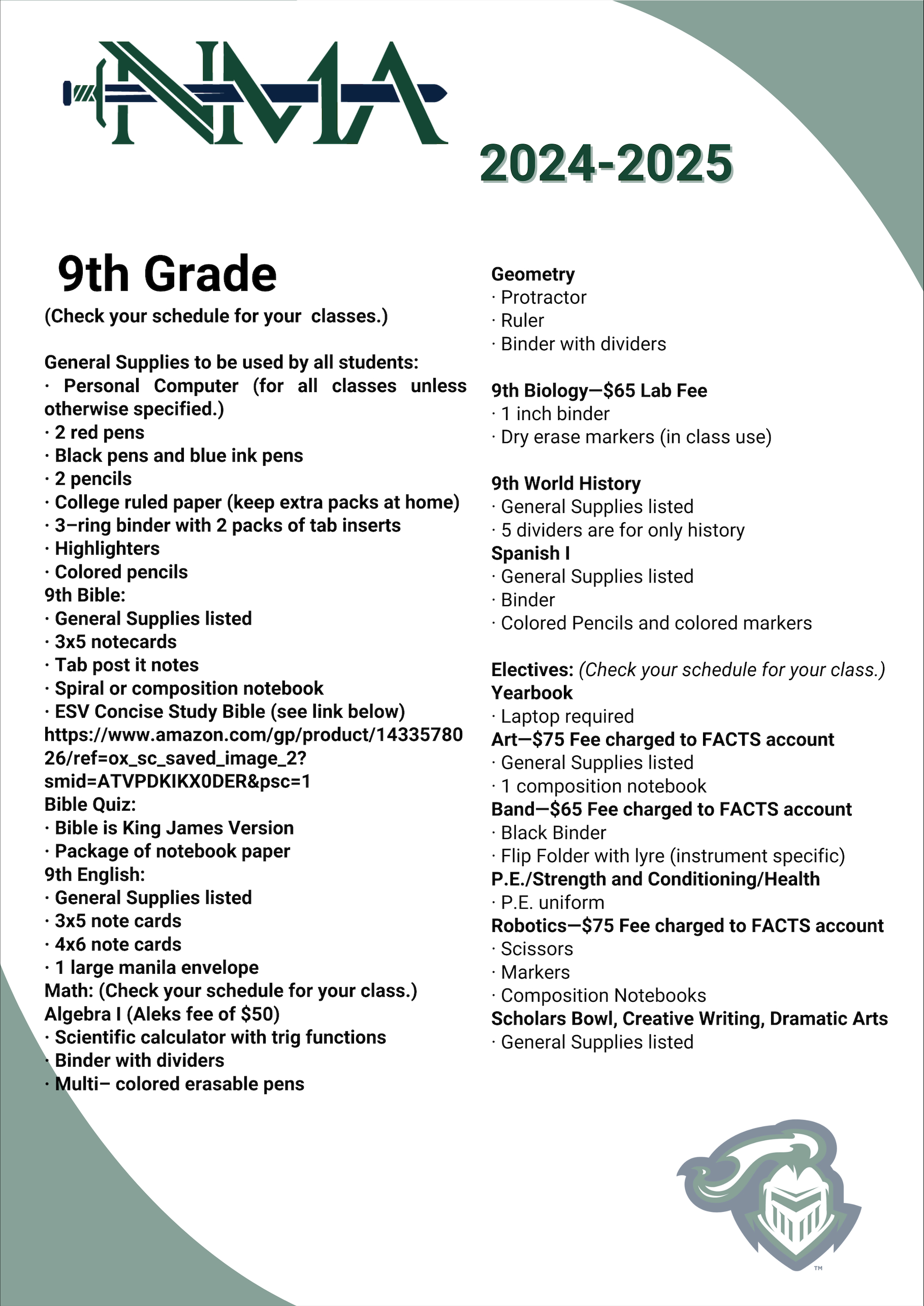 Northside Methodist Academy Supply Lists & Dress Codes